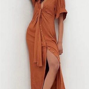 NWT: Free People Vintage Summer Midi Dress — Brown